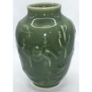 Rookwood Vase Vintage 1940’s Cactus Cowboy Settlers Southwest Green